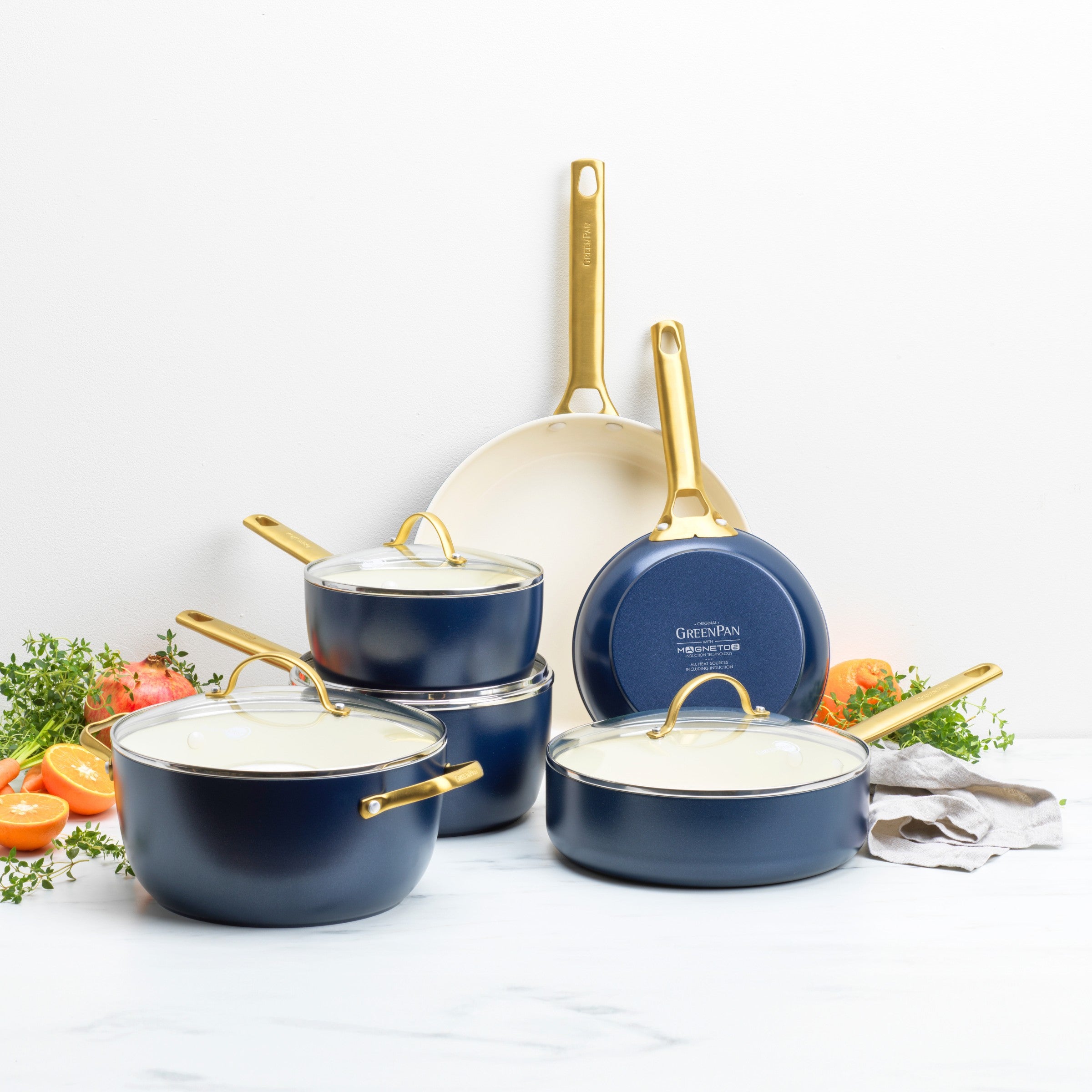 GREENPAN 鍋・フライパンセット ネイビー Padova Reserve 6 Piece Set Oxford Blue – Greenpan UK