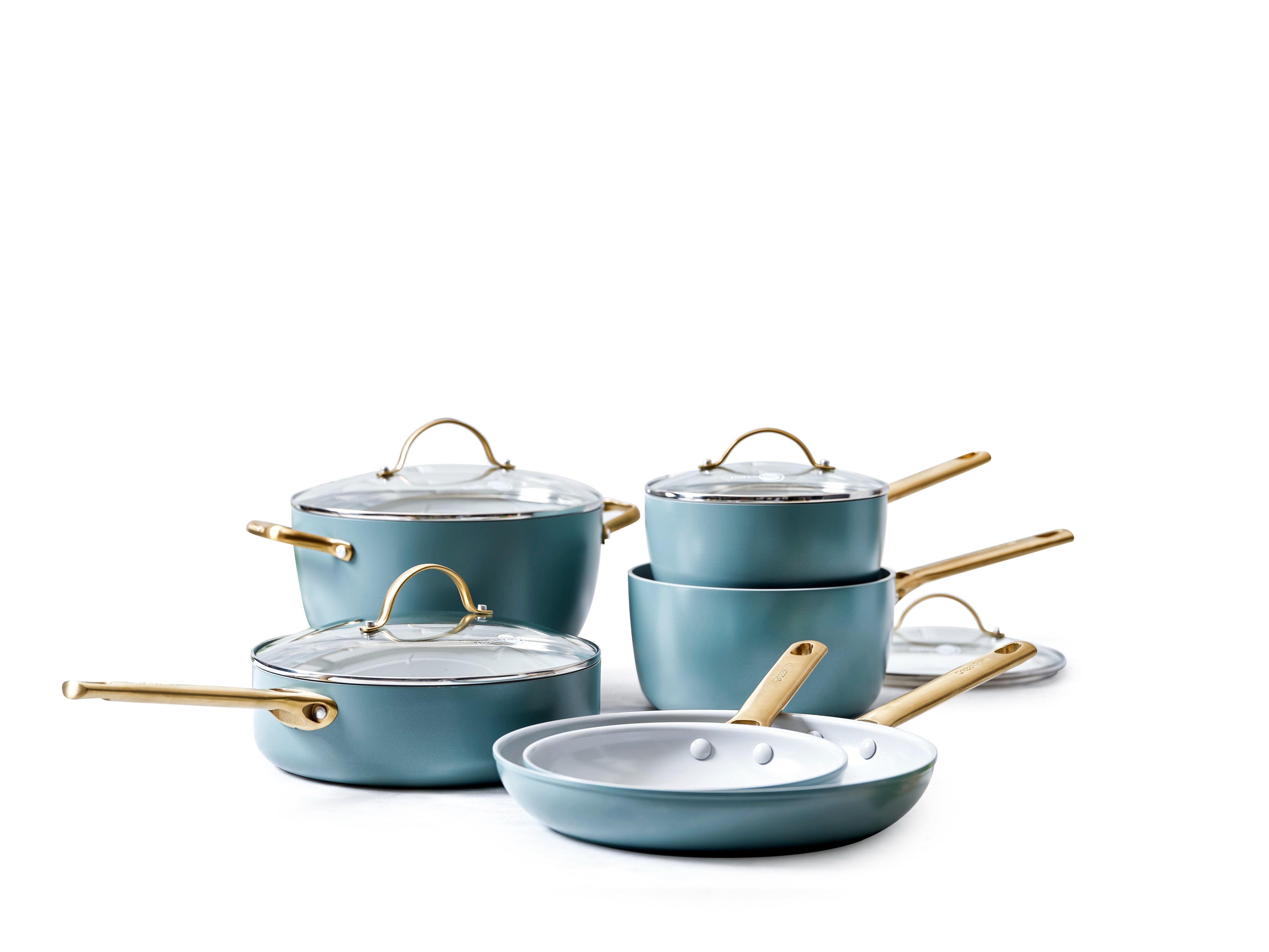 Padova Reserve Sky Blue Saucepan Set 5 Piece Set Greenpan UK