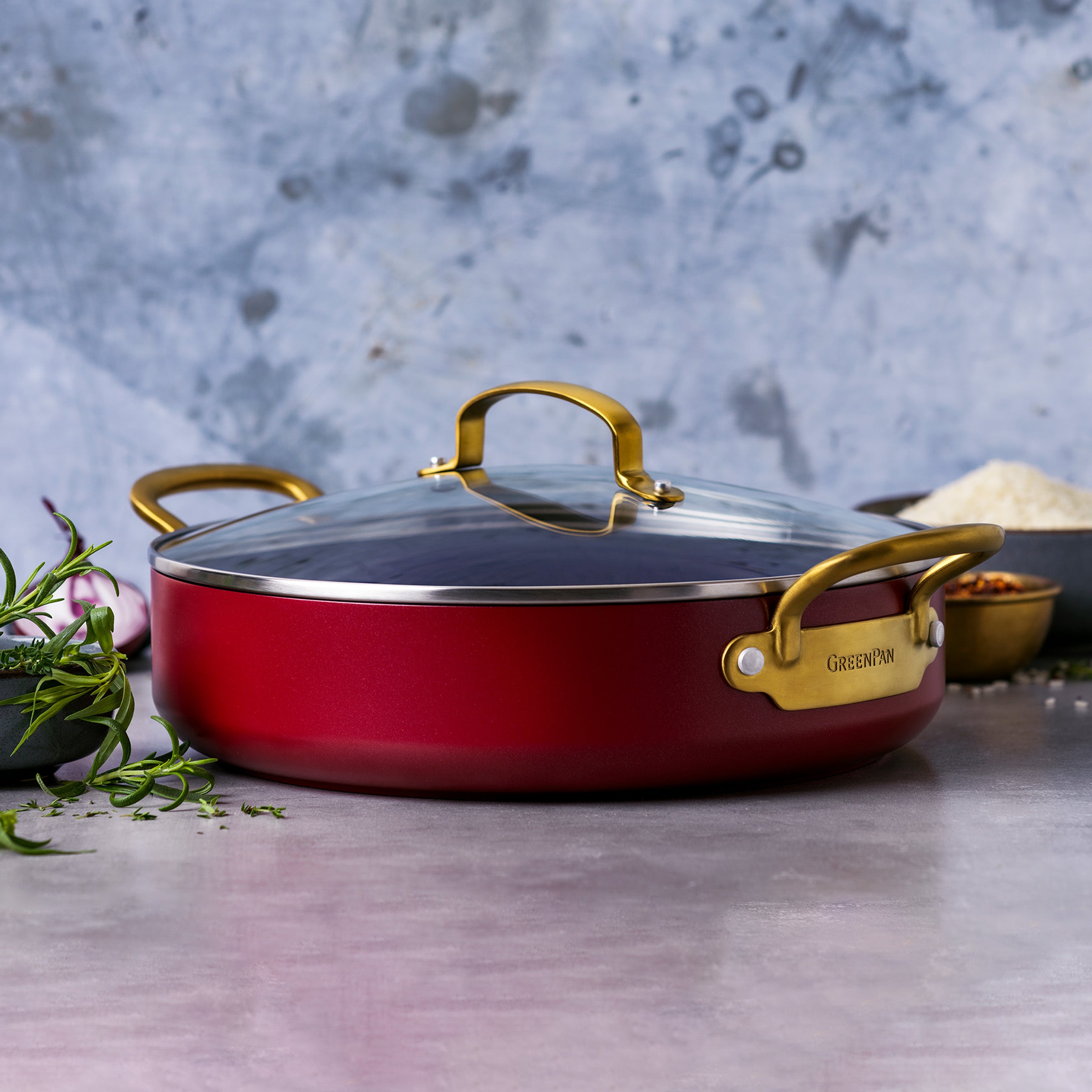 Barcelona Red Shallow Casserole with Lid