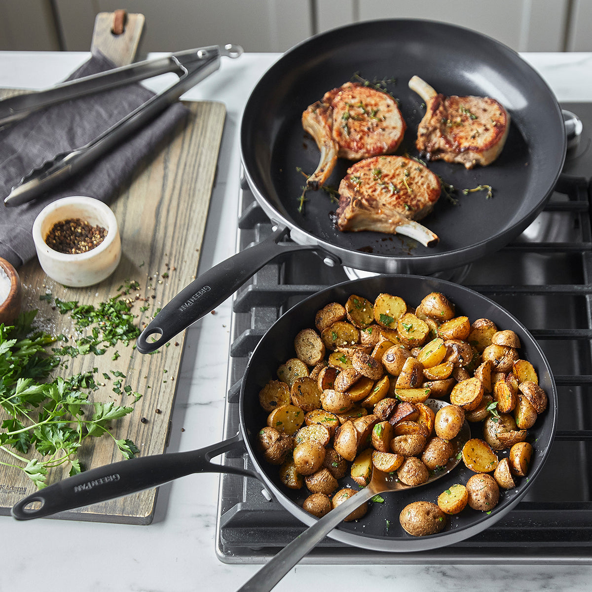 Venice Pro Noir Ceramic Non-Stick 26cm and 30cm Frypan Set
