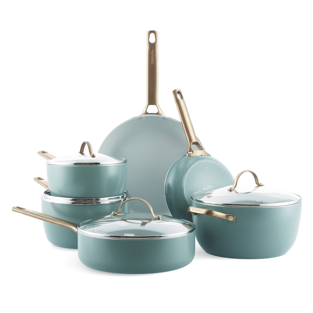 Reserve Ceramic Non-Stick 10-Piece Cookware Set | Smoky Blue