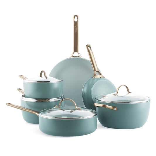 Reserve Ceramic Non-Stick 10-Piece Cookware Set | Smoky Blue