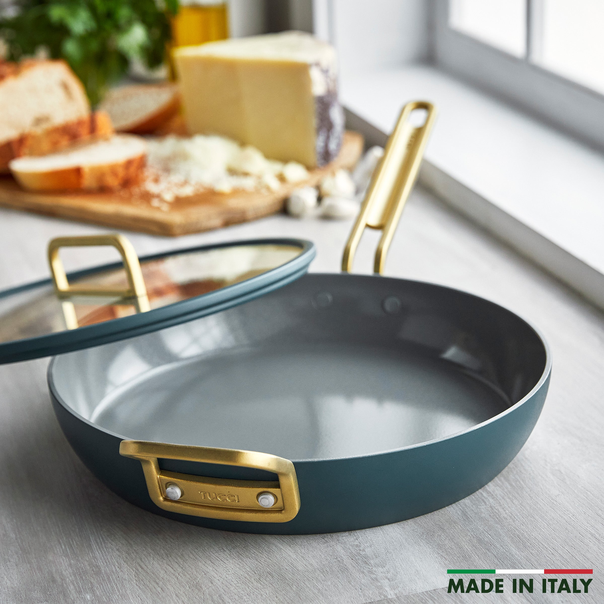 Stanley Tucci™ Ceramic Non-Stick 30cm Frypan with Lid | Venetian Teal