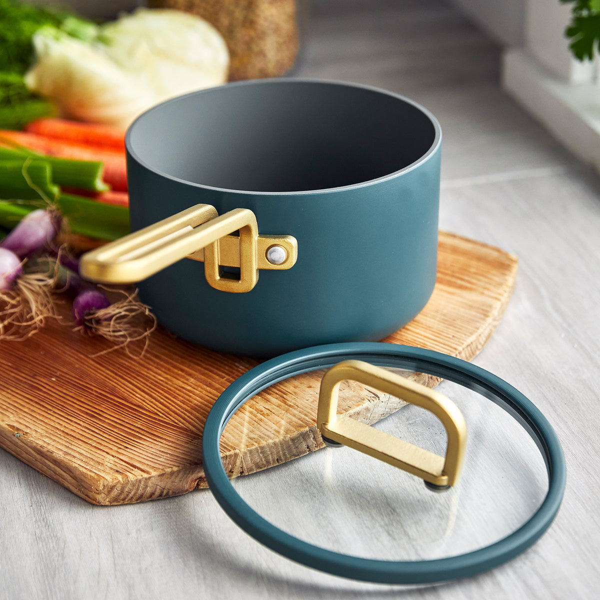Stanley Tucci™ Ceramic Non-Stick 1.9-Litre Saucepan with Lid | Venetian Teal