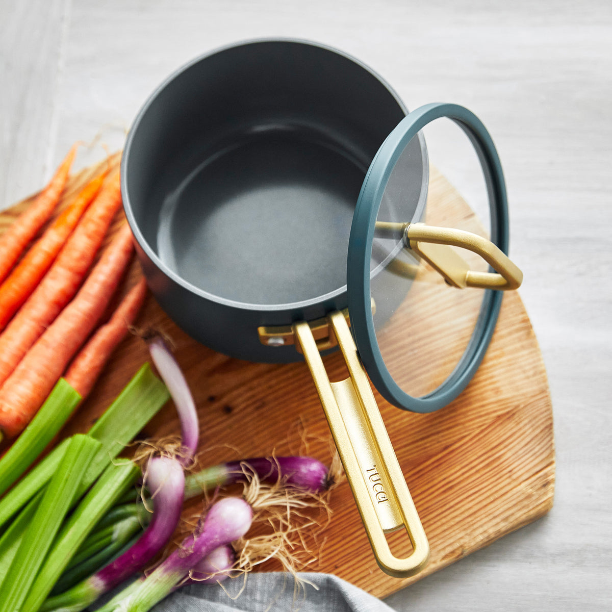 Stanley Tucci™ Ceramic Non-Stick 1.9-Litre Saucepan with Lid | Venetian Teal