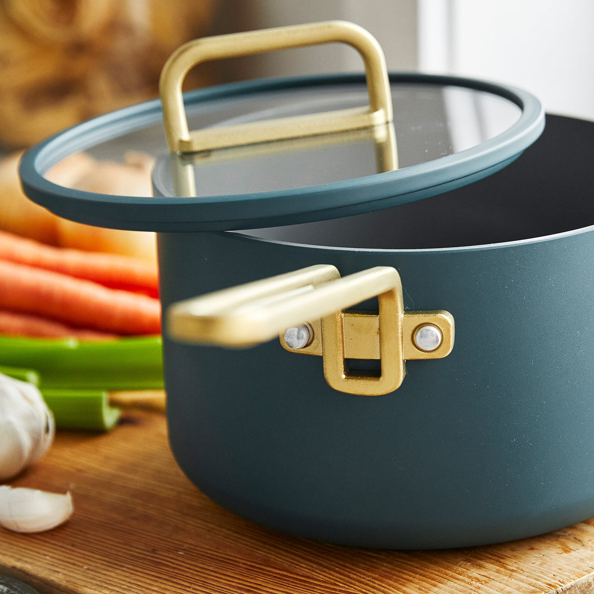 Stanley Tucci™ Ceramic Non-Stick 3.8-Litre Saucepan with Lid | Venetian Teal