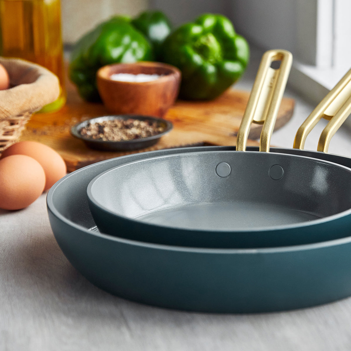 Stanley Tucci™ Ceramic Non-Stick 20 cm and 26 cm Frypan Set | Venetian Teal
