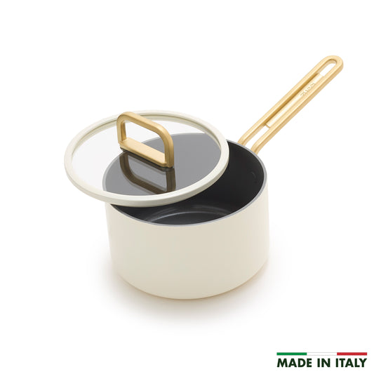 Stanley Tucci™ Ceramic Non-Stick 1.9-Litre Saucepan with Lid | Carrara White