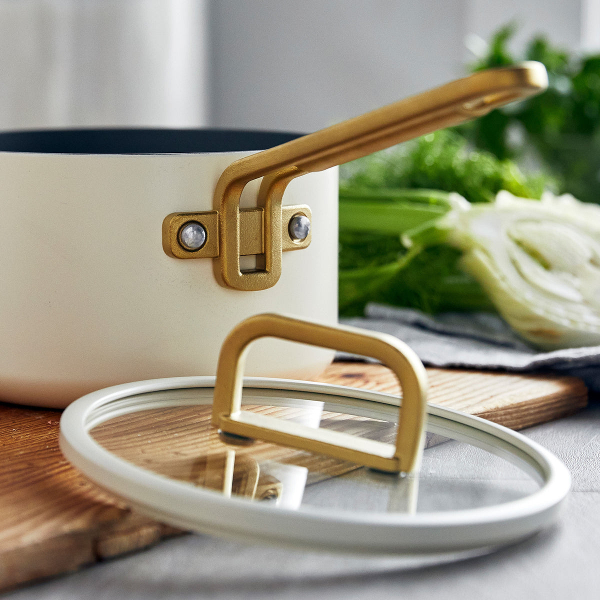 Stanley Tucci™ Ceramic Non-Stick 1.9-Litre Saucepan with Lid | Carrara White