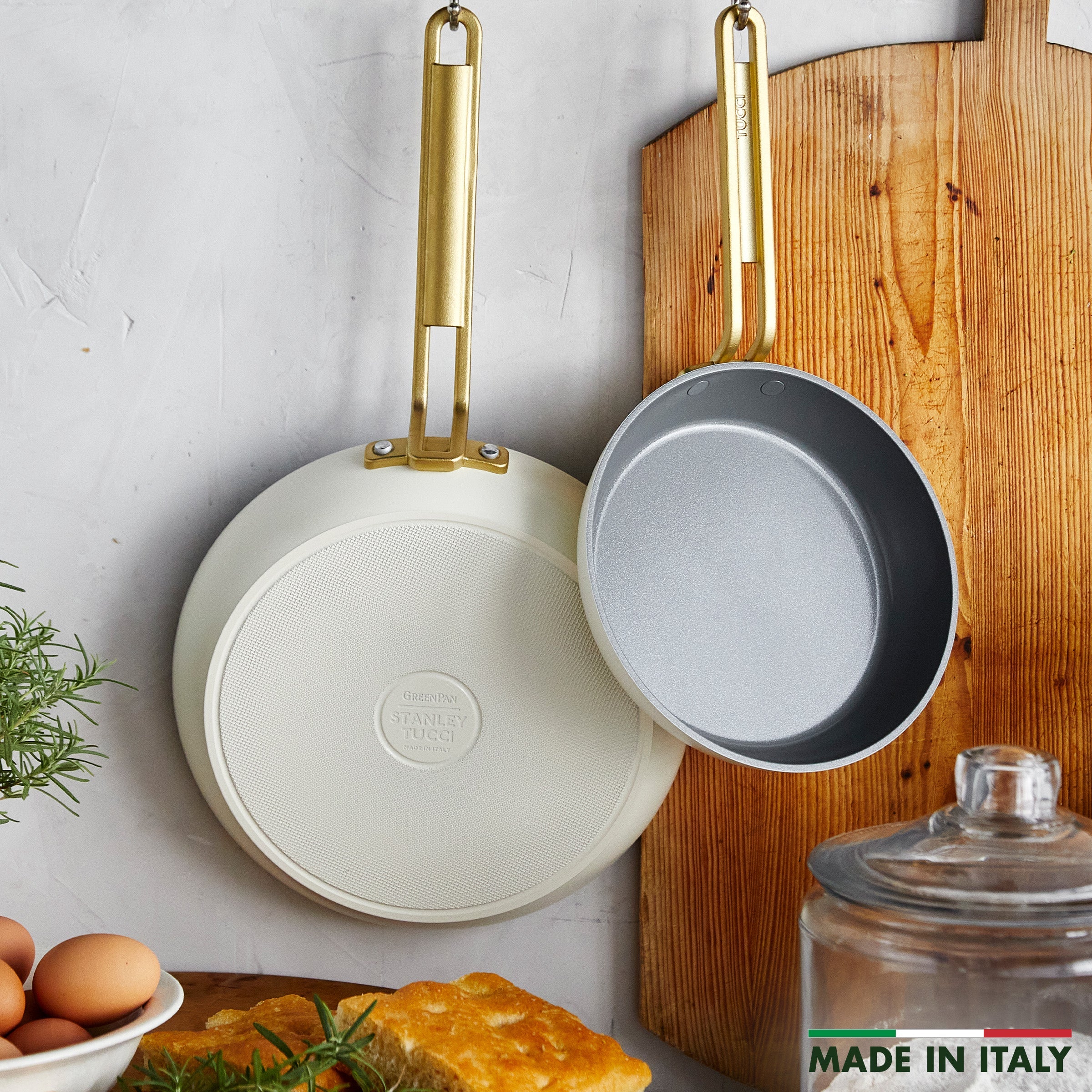Stanley Tucci™ Ceramic Non-Stick 20cm and 26cm Frypan Set | Carrara White