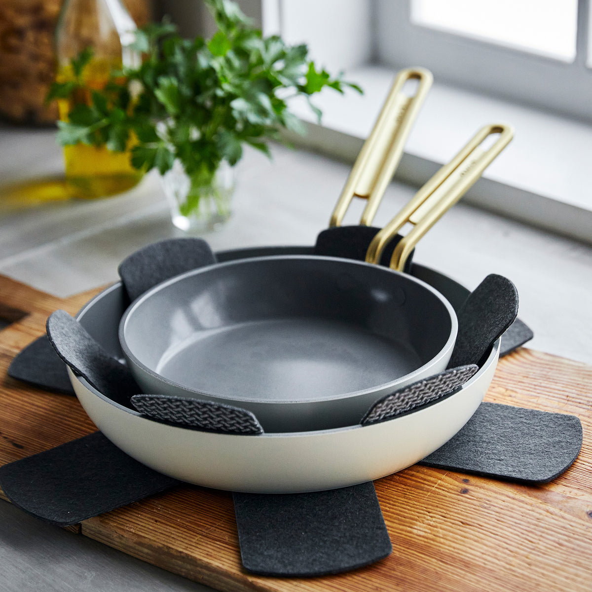 Stanley Tucci™ Ceramic Non-Stick 20cm and 26cm Frypan Set | Carrara White