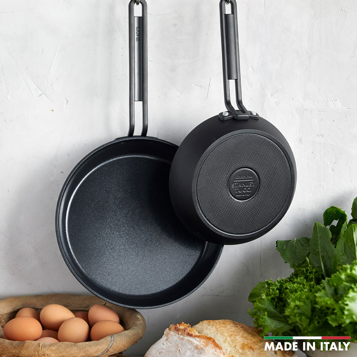 Stanley Tucci™ Ceramic Non-Stick 20 cm and 26 cm Frypan Set | Milano Black