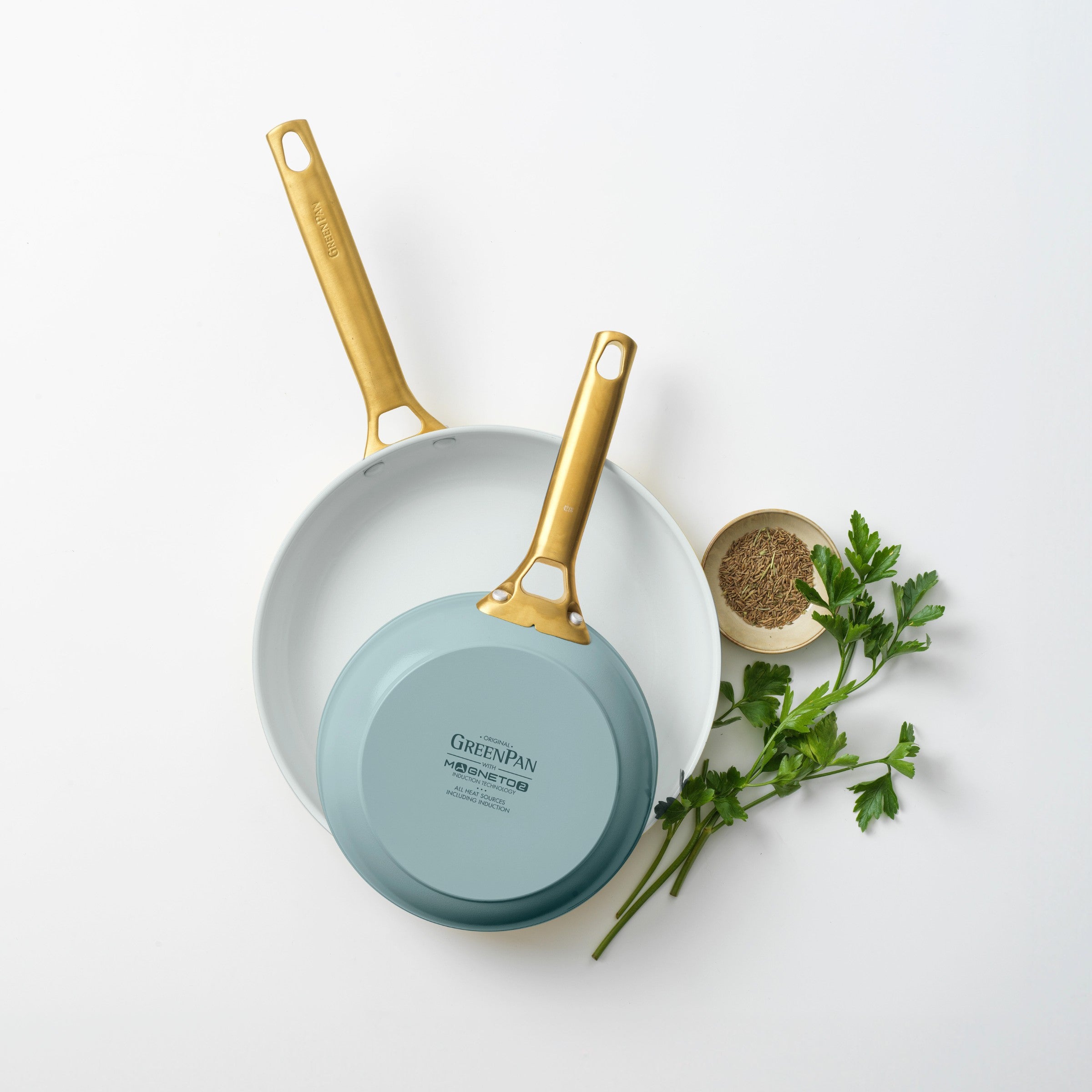 Padova Reserve 2 Piece Frypan Set Smokey Blue 20cm & 26cm