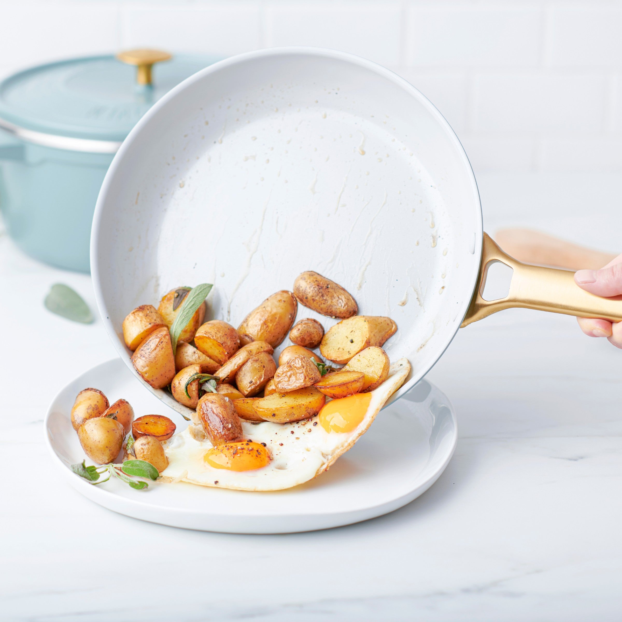 Padova Reserve 2 Piece Frypan Set Smokey Blue 20cm & 26cm