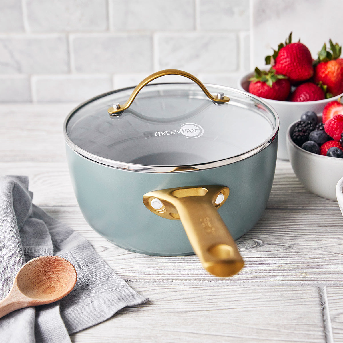 Reserve Ceramic Non-Stick 10-Piece Cookware Set | Smoky Blue