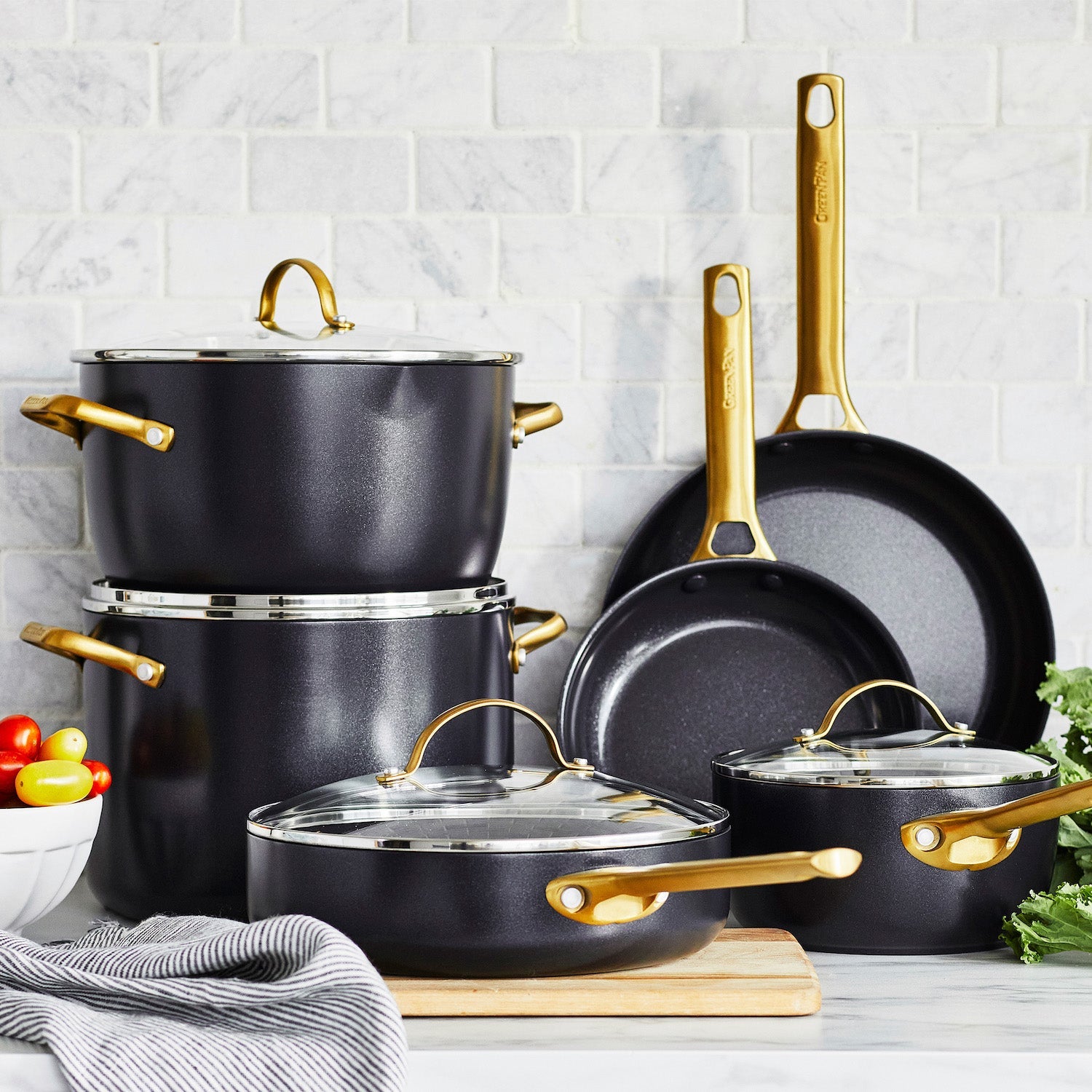 Reserve Ceramic Non-Stick 10-Piece Cookware Set | Black