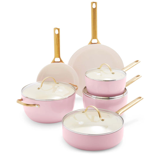 Reserve Ceramic Non-Stick 10-Piece Cookware Set | Blush