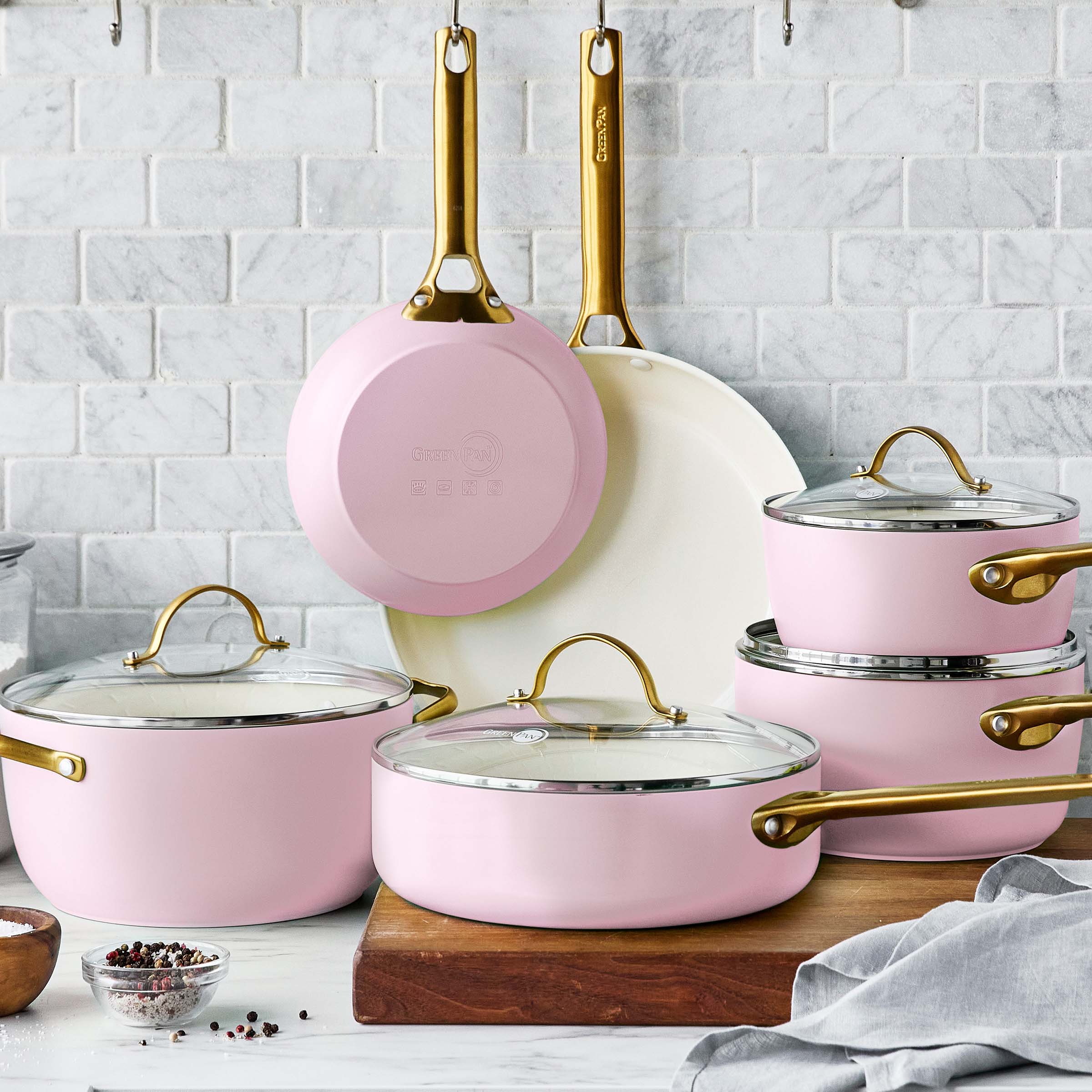 Reserve Ceramic Non-Stick 10-Piece Cookware Set | Blush
