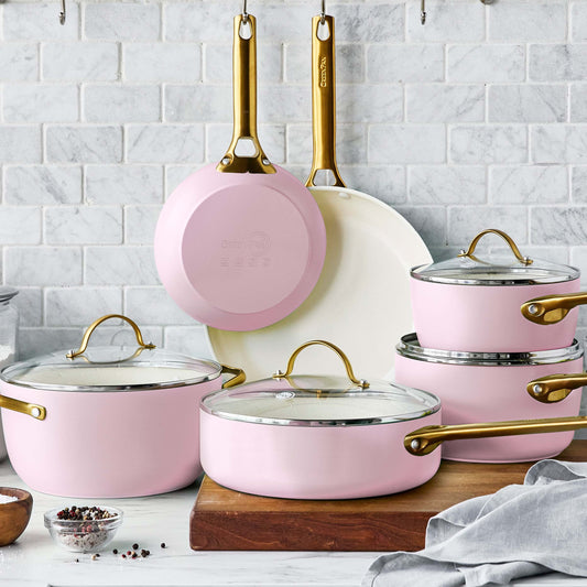 Reserve Ceramic Non-Stick 10-Piece Cookware Set | Blush