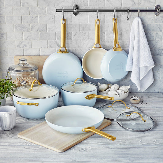 Reserve Ceramic Non-Stick 10-Piece Cookware Set | Light Blue