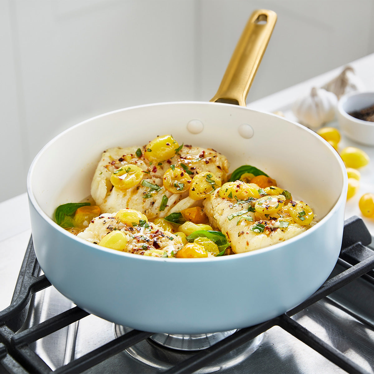 Reserve Ceramic Non-Stick 10-Piece Cookware Set | Light Blue