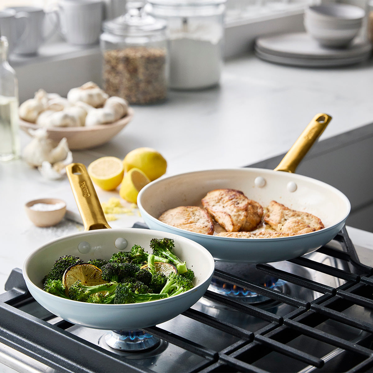 Reserve Ceramic Non-Stick 10-Piece Cookware Set | Light Blue