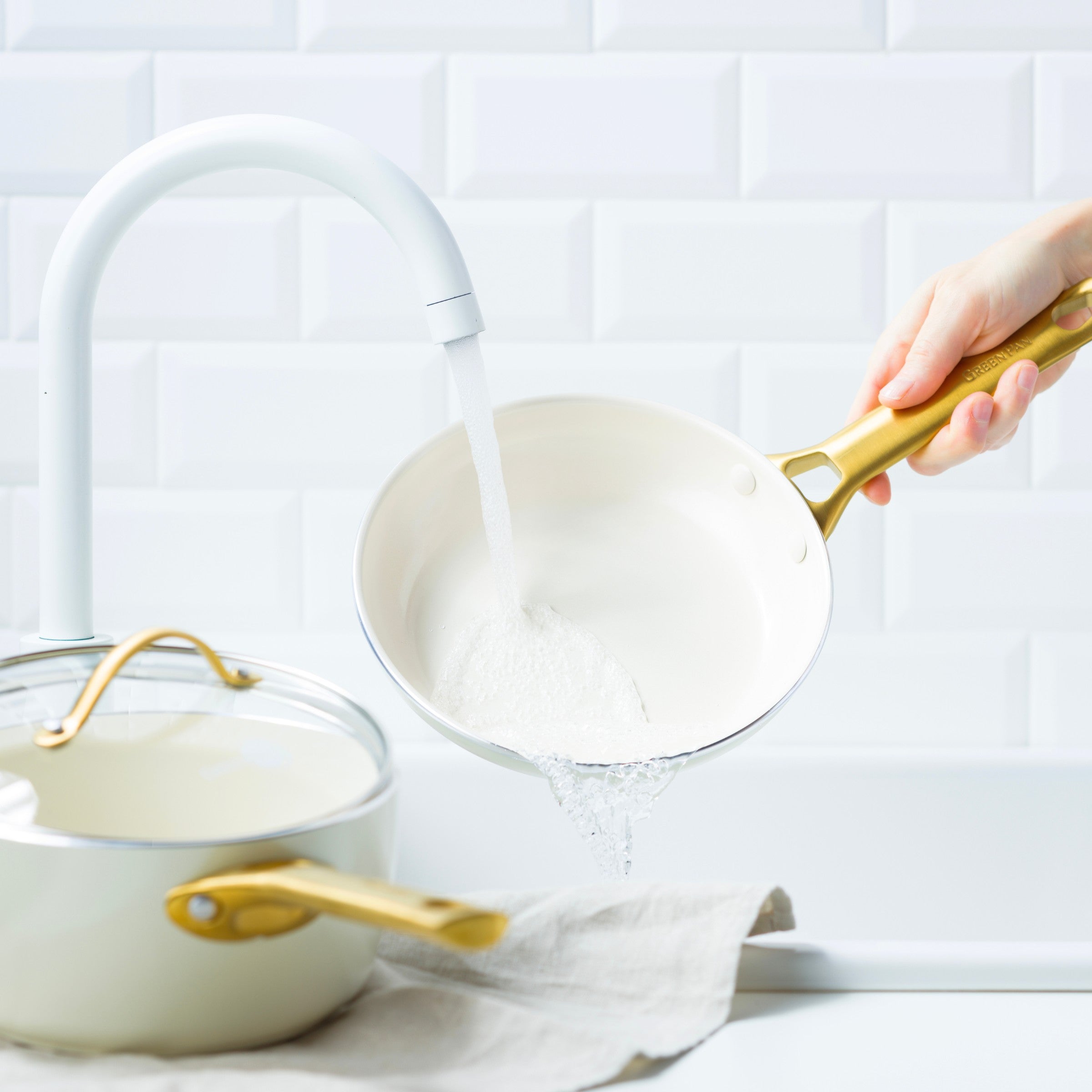 Padova Reserve 2 Piece Frypan Set Cream White 20cm & 26cm