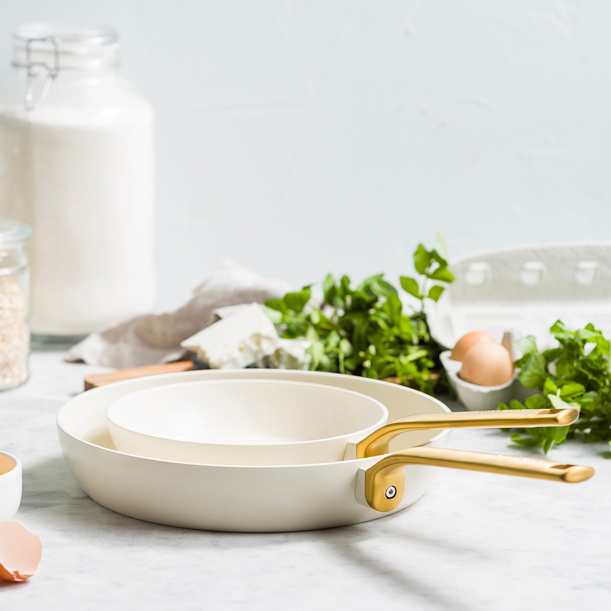 Evolution 2-Piece Frypan Set (20cm + 28cm), Cream White
