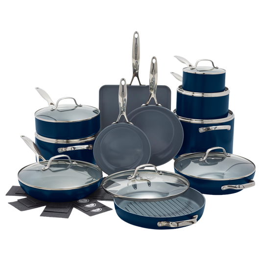 Valencia Pro Ceramic Non-Stick 19-Piece Cookware Set | Twilight