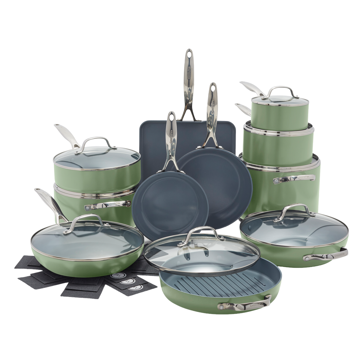 Valencia Pro Ceramic Non-Stick 19-Piece Cookware Set | Sage