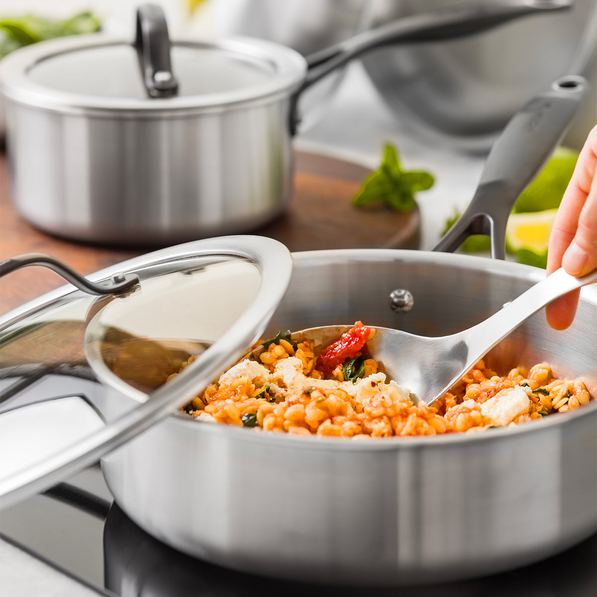 Venice Pro Noir Uncoated Stainless Steel 14-Piece Cookware Set
