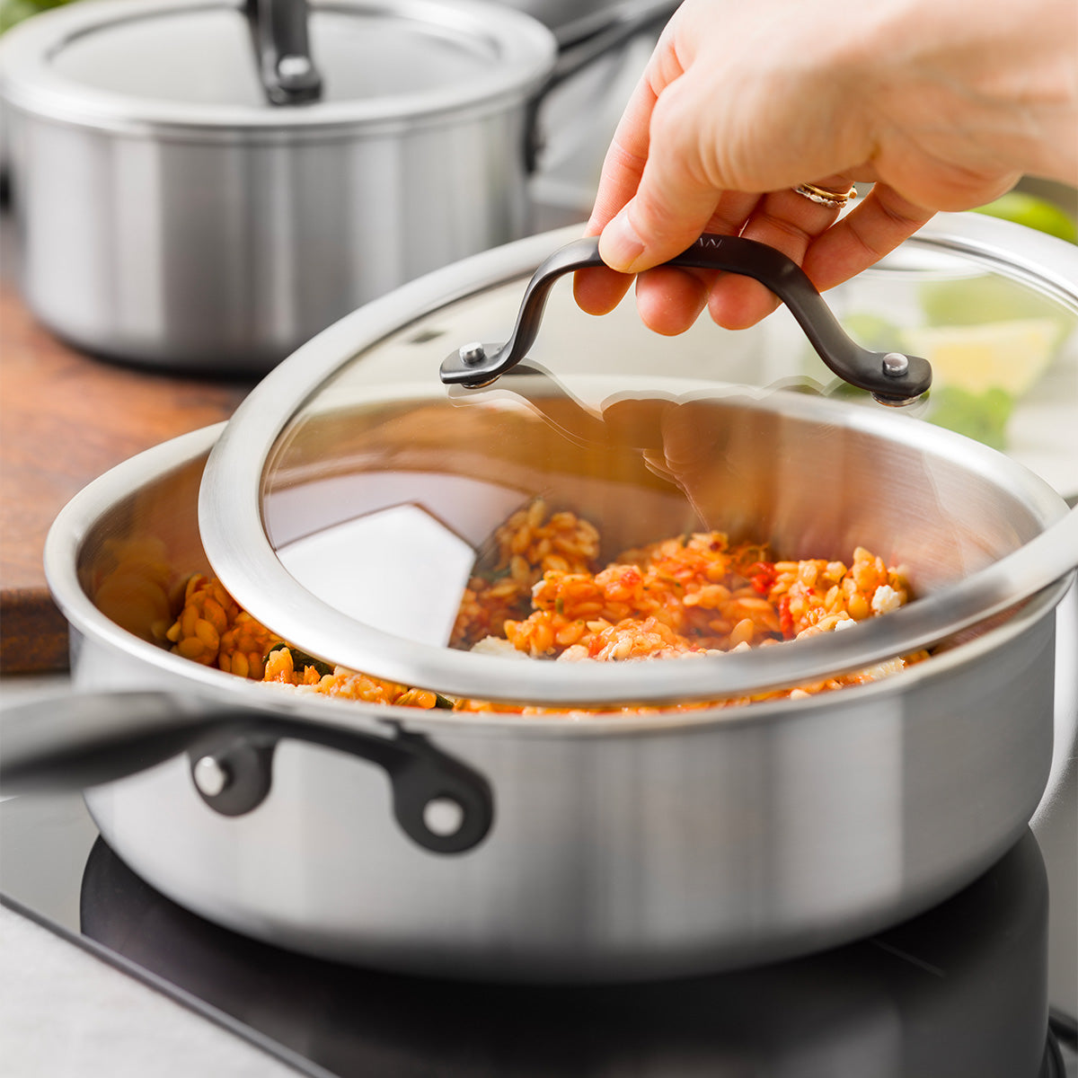 Venice Pro Noir Uncoated Stainless Steel 14-Piece Cookware Set