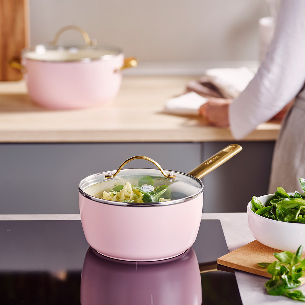 Reserve Ceramic Non-Stick 2-Litre Saucepan with Lid | Blush