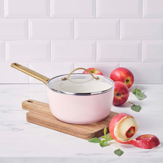 Reserve Ceramic Non-Stick 2-Litre Saucepan with Lid | Blush