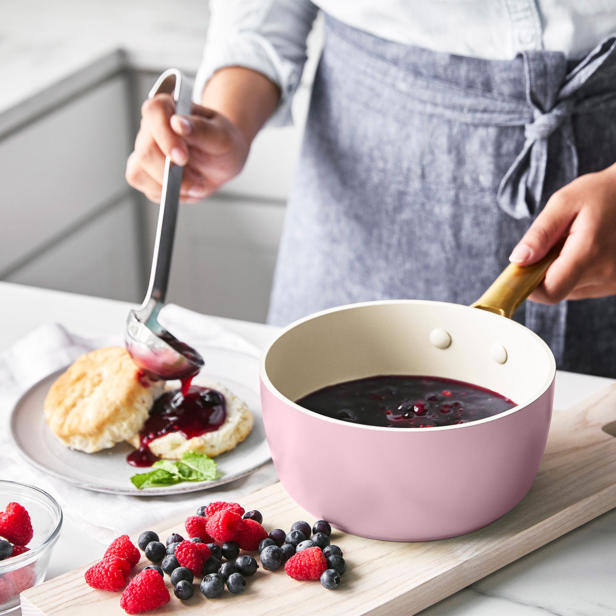 Reserve Ceramic Non-Stick 2-Litre Saucepan with Lid | Blush