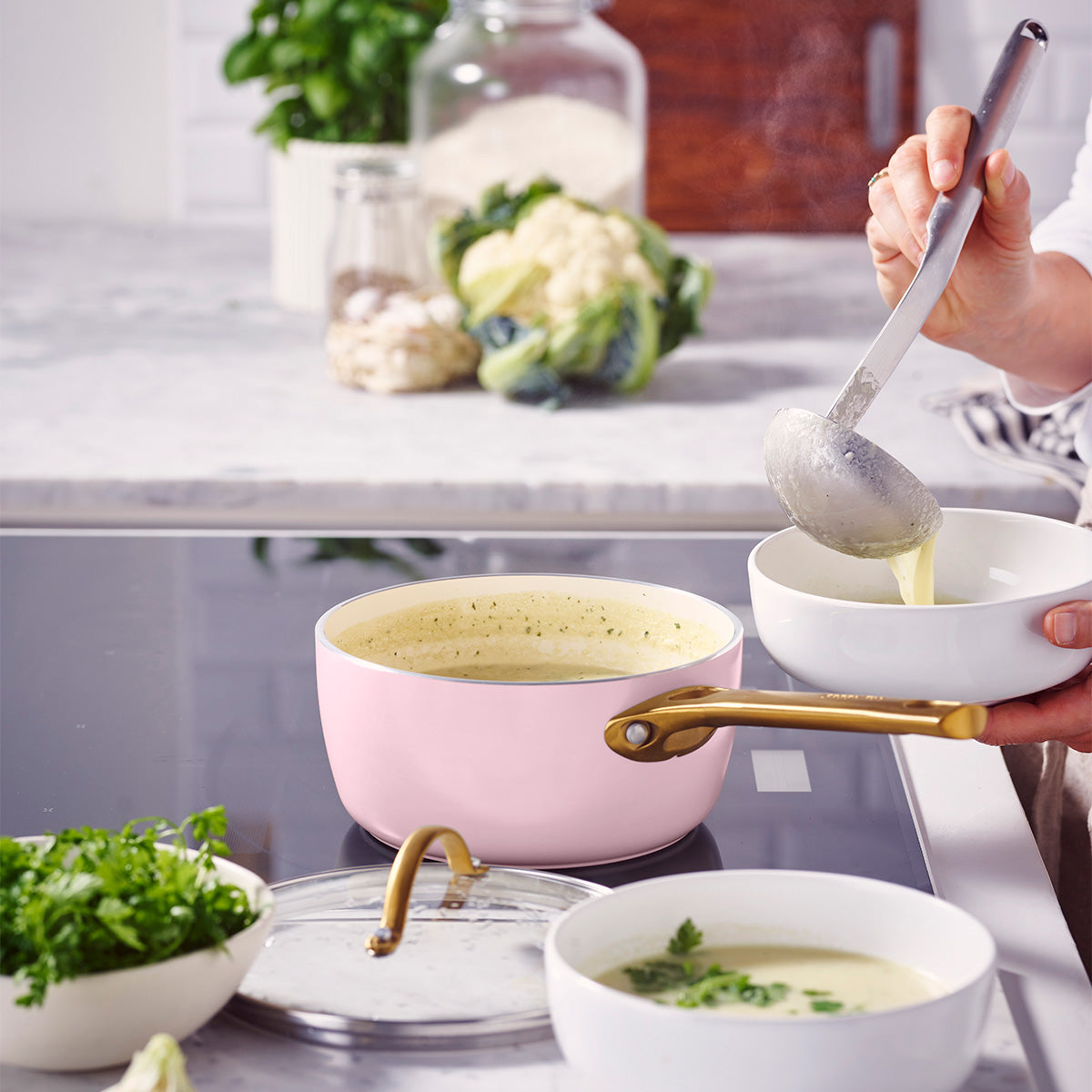 Reserve Ceramic Non-Stick 2-Litre Saucepan with Lid | Blush