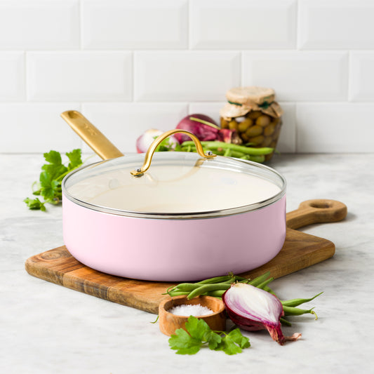 Reserve Ceramic Non-Stick 2.65-Litre Sauté Pan with Lid | Blush