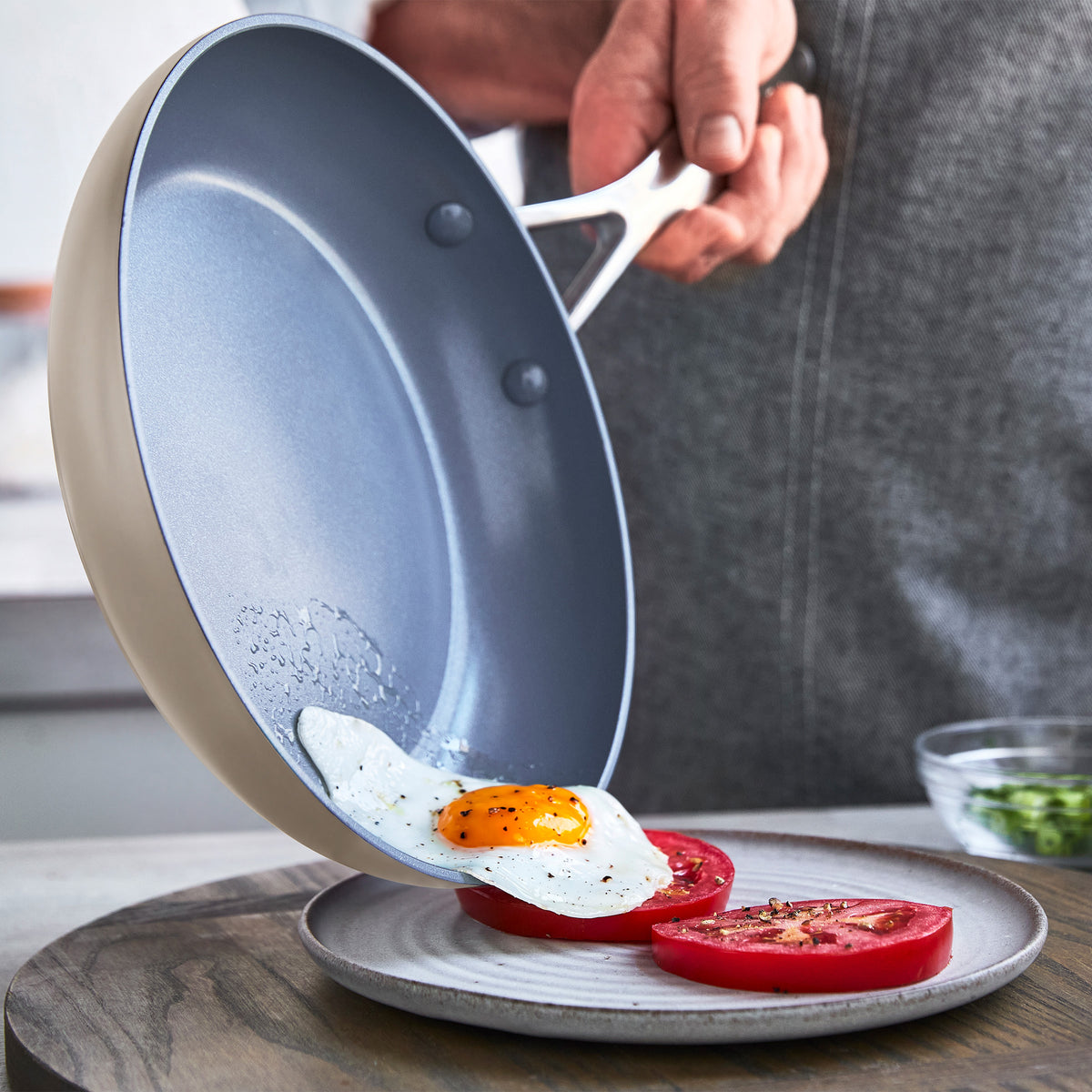 Valencia Pro Ceramic Non-Stick 20 cm, 24 cm, and 28 cm Frypan Set | Taupe