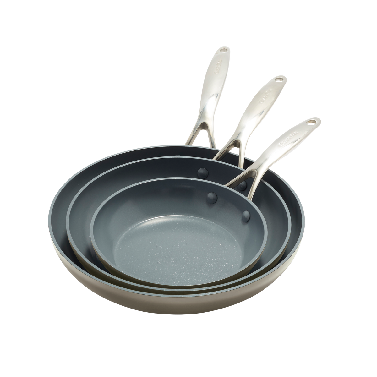 Valencia Pro Ceramic Non-Stick 20 cm, 24 cm, and 28 cm Frypan Set | Taupe