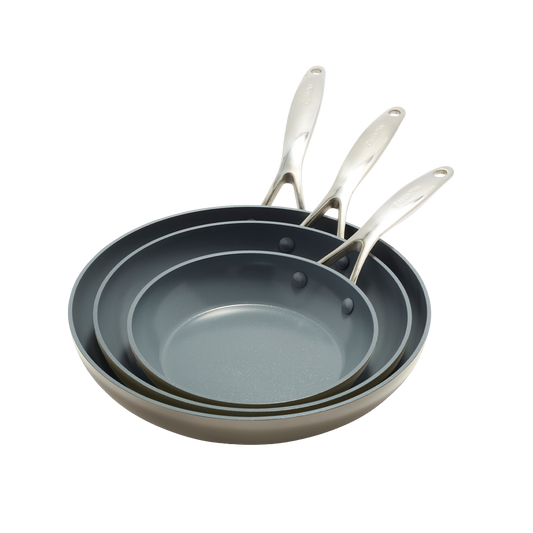 Valencia Pro Ceramic Non-Stick 20 cm, 24 cm, and 28 cm Frypan Set | Taupe