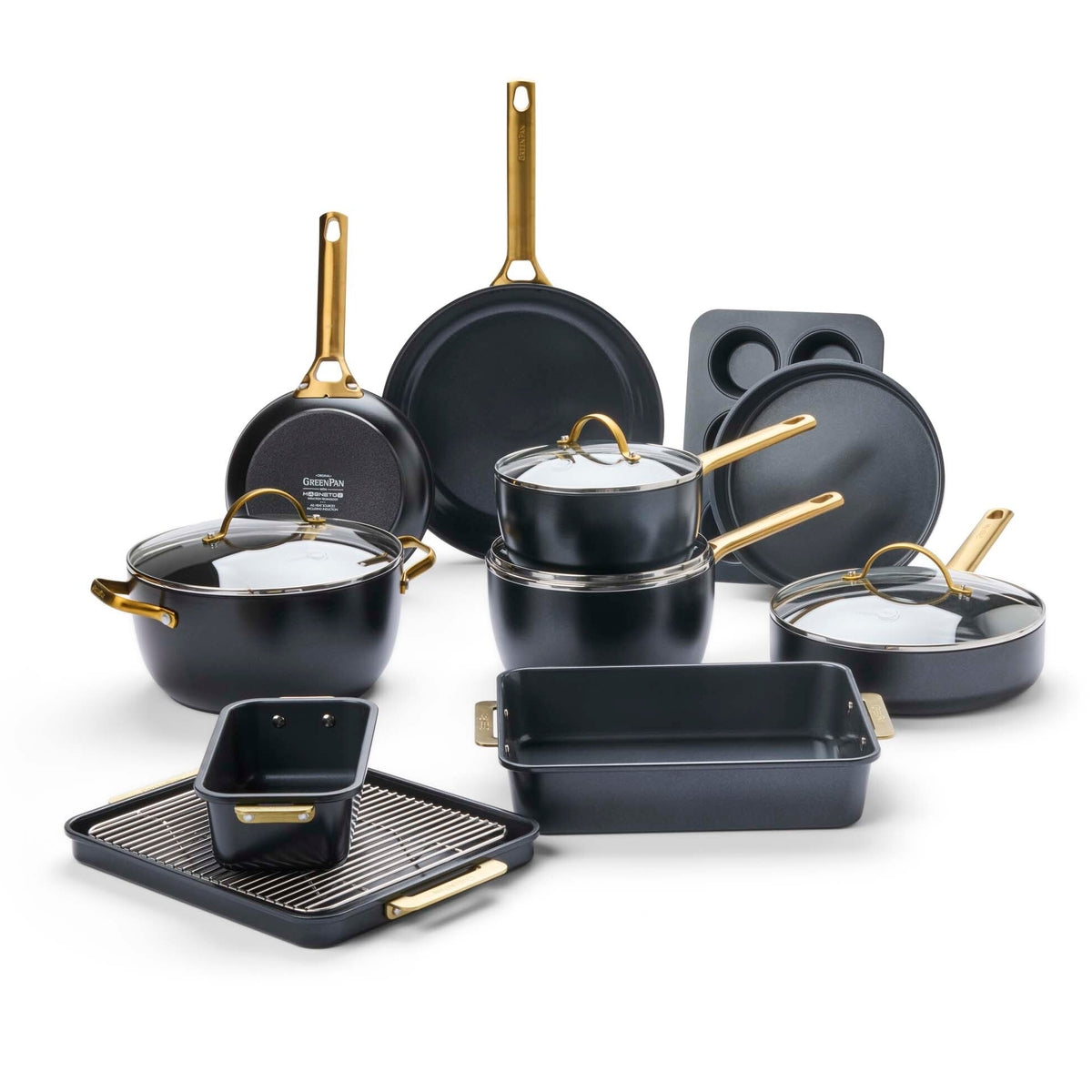 Reserve Ceramic Non-Stick 16-Piece Cookware & Bakeware Set | Black