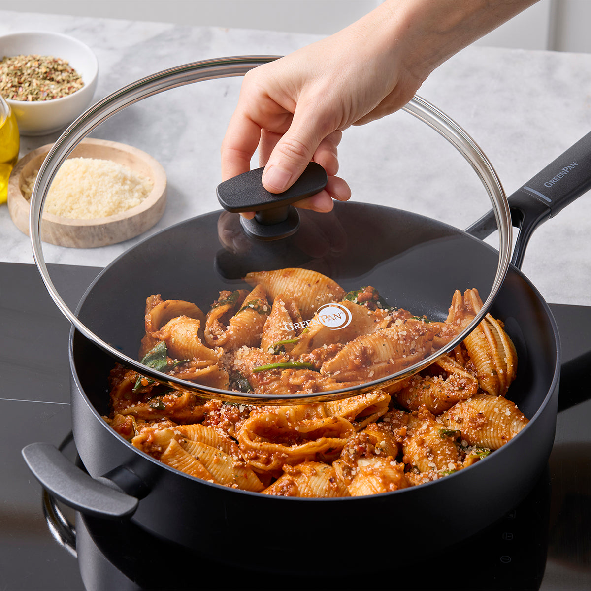 Smart Ceramic Non-Stick 4.2-Litre Sauté Pan with Lid