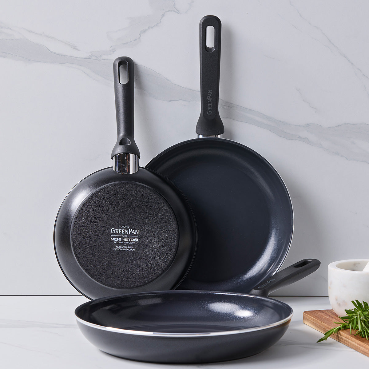 Memphis Ceramic Non-Stick 20 cm, 24 cm and 28 cm Frypan Set