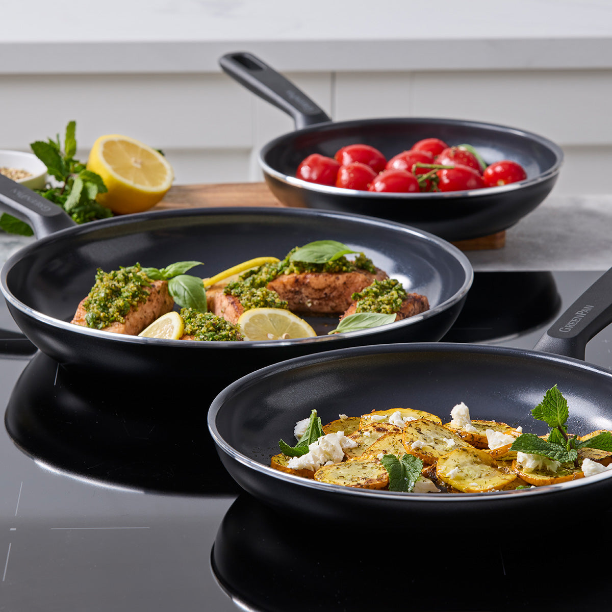 Memphis Ceramic Non-Stick 20 cm, 24 cm and 28 cm Frypan Set