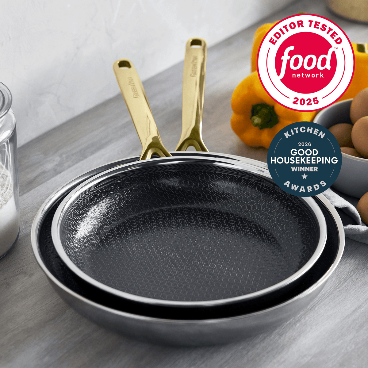 Spectra Gold Thermobond Hybrid Ceramic Non-Stick 26 cm and 30 cm Frypan Set