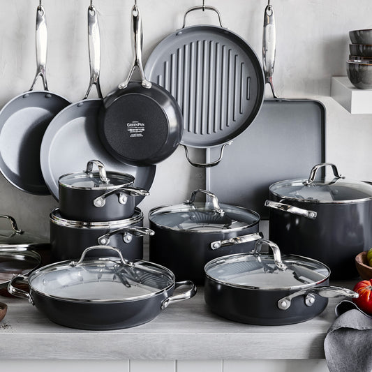 Valencia Pro Ceramic Non-Stick 19-Piece Cookware Set | Gray