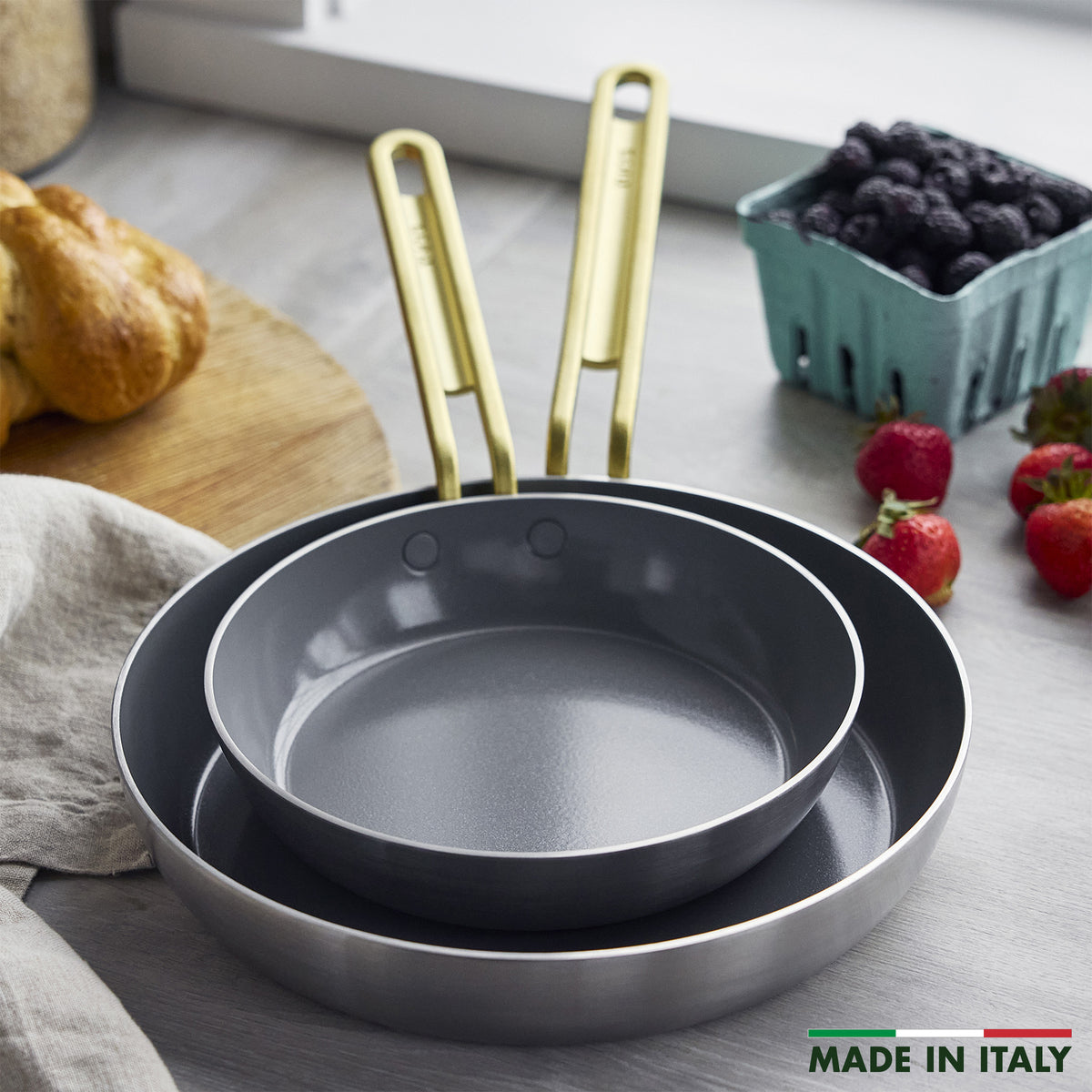 Stanley Tucci™ Stainless Steel Ceramic Non-Stick 20 cm and 26 cm Frypan Set