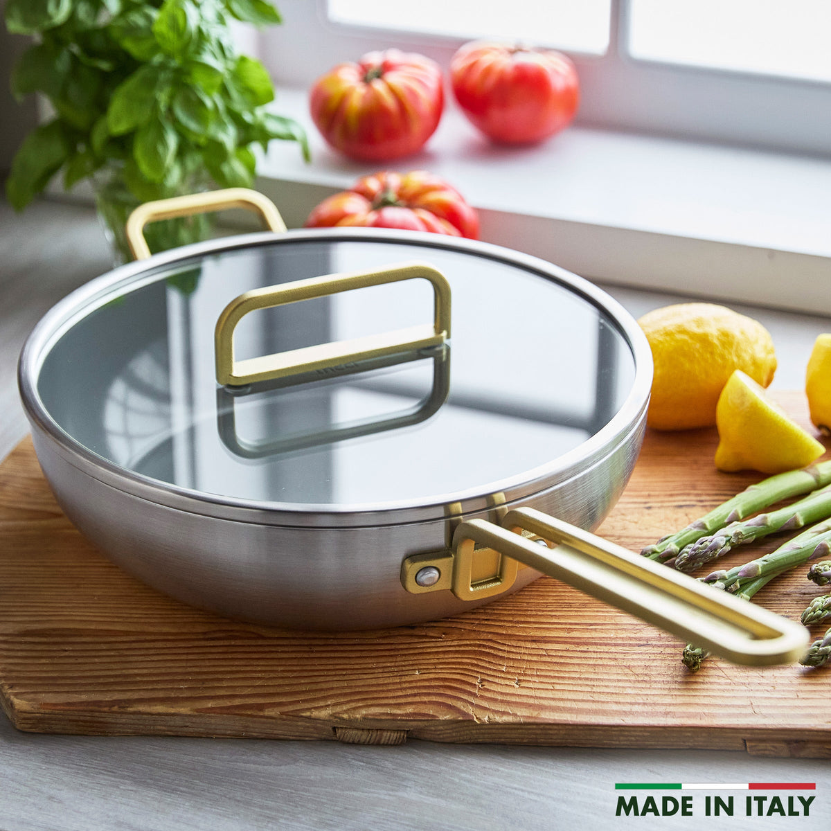 Stanley Tucci™ Stainless Steel Ceramic Non-Stick 4.25-Litre Stanley Pan Jr. with Lid