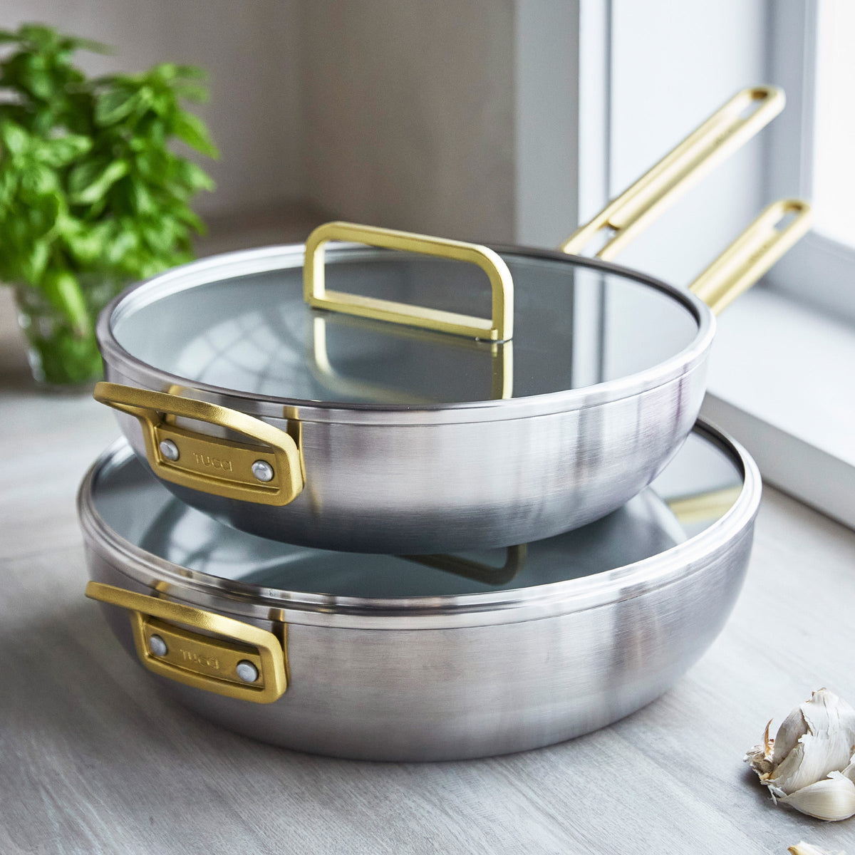 Stanley Tucci™ Stainless Steel Ceramic Non-Stick 4.25-Litre Stanley Pan Jr. with Lid
