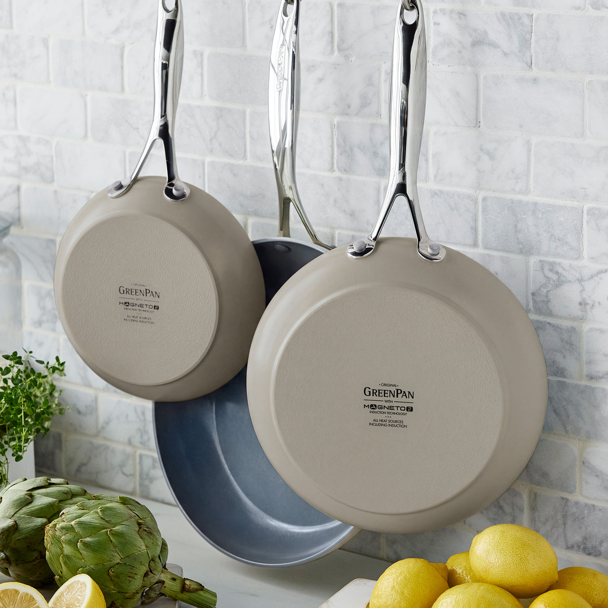 Valencia Pro Ceramic Non-Stick 20 cm, 24 cm, and 28 cm Frypan Set | Taupe